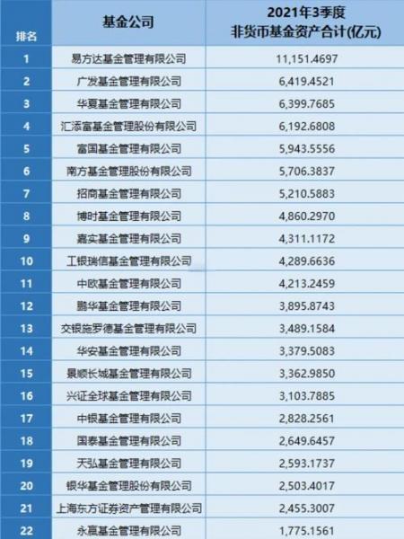 中国前前十基金公司(股东表决权)