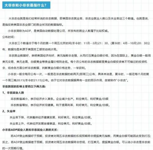 小非农数据什么时候宣布?